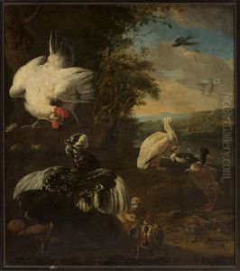 Domestic fowls by Melchior D'Hondecoeter
