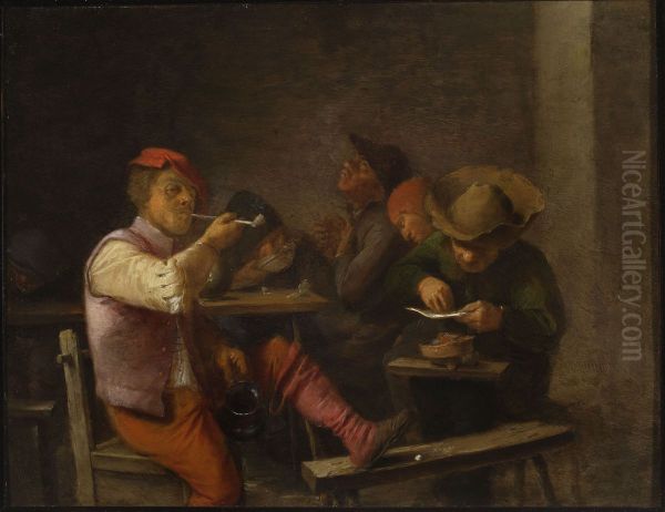 Peasant smoking tobacco in a tavern - view 1