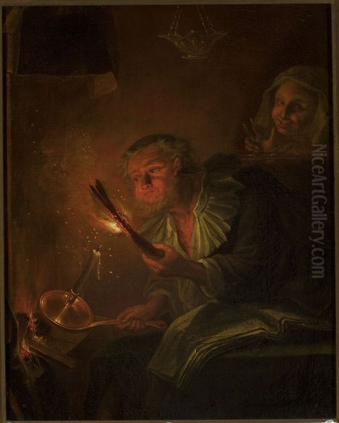 Man with a fire torch - view 1