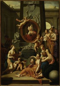 Liberal arts pay homage to Johann Wilhelm, Palatine of the Rhine, and his wife by Adriaen Van Der Werff