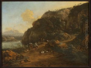 Mountain landscape with travellers Mountain landscape with travellers