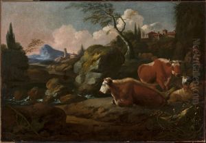 Italian landscape with cows thumbnail