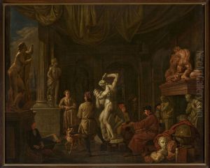 In the sculptor's studio by Balthasar Van Den Bossche