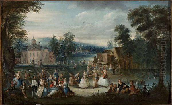 Merry-making in a park - view 1