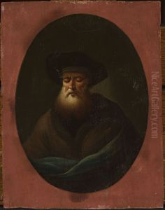Old man with blue fabric