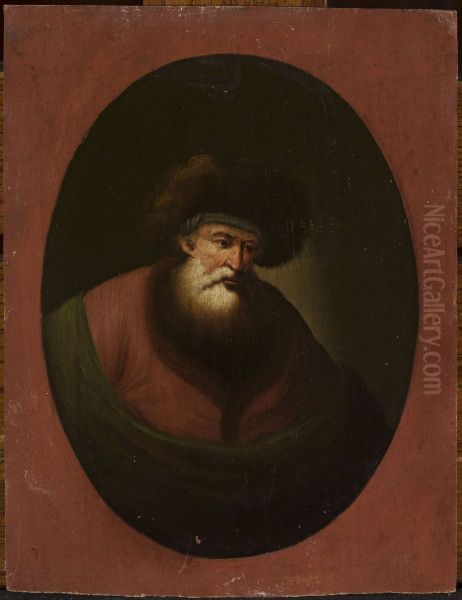 Old man with green fabric - view 1
