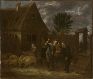 Landscape with a seller of pigs
