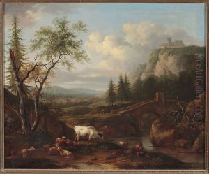 Mountain landscape with a bridge Mountain landscape with a bridge