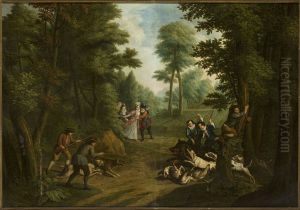 Hunting a wild boar by Peter Jacob Horemans
