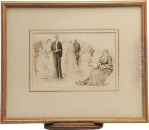 The Deaf Dowager With Fine Artsociety Label Dated 1969 In Glazed Gilt Frame