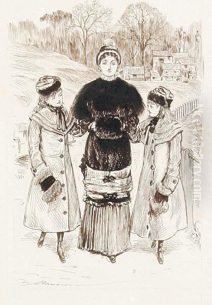 Punch Cartoon - Fashionable Lady And Twodaughters - view 1