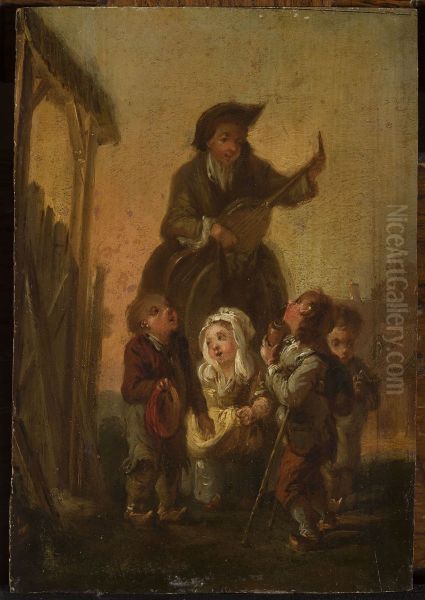 Musician among children - view 1
