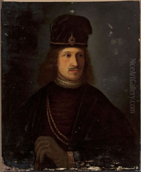 Portrait of a man in a tall cap - view 1