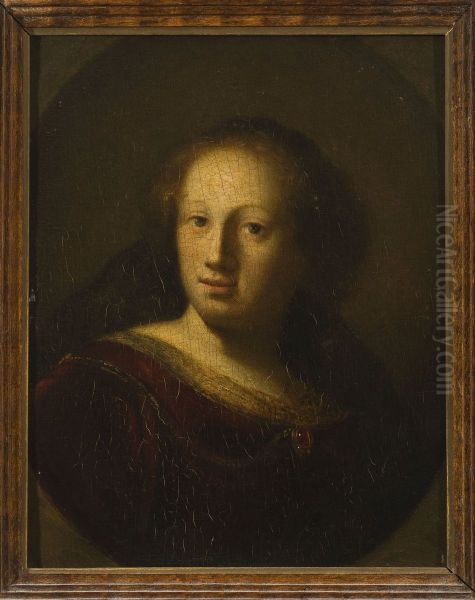 Portrait of a woman with a ruby pendant - view 1