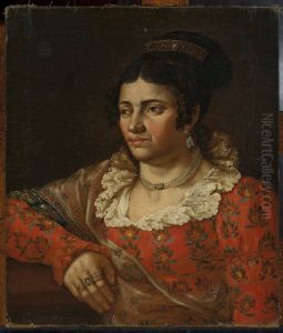 Portrait of Amelia Karolina Teleman, artist's wife by Jozef Hilary Glowacki