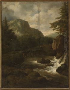 Waterfall in the mountains by Jacob Van Ruisdael