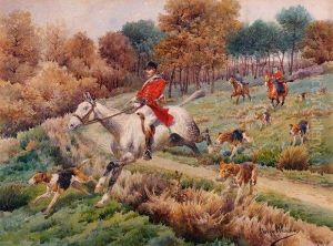 Scene De Chasse A Courre by Georges Louis Ch. Busson