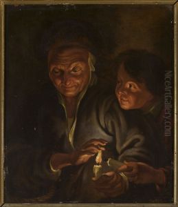 Old woman and a boy with a candle by (studio of) Rubens, Peter Paul