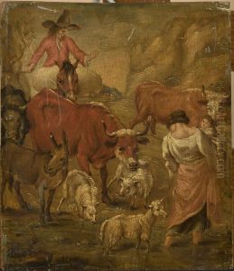 Shepherds with cattle by Nicolaes Pieterszoon Berchem