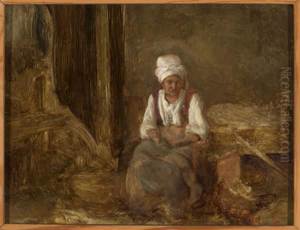 Old woman indoors - view 1