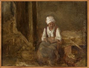 Old woman indoors by Aleksander Kotsis