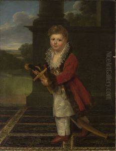 Childhood portrait of Zygmunt Krasinski (1812-1859) in the Polish costume with his father's sword by Henri-Francois Riesener