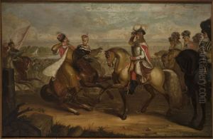 King John III Sobieski meets emperor Leopold at Vienna, replica by Jan Damel