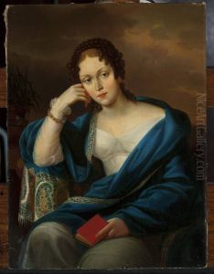 Portrait of a woman by Jozef Oleszkiewicz