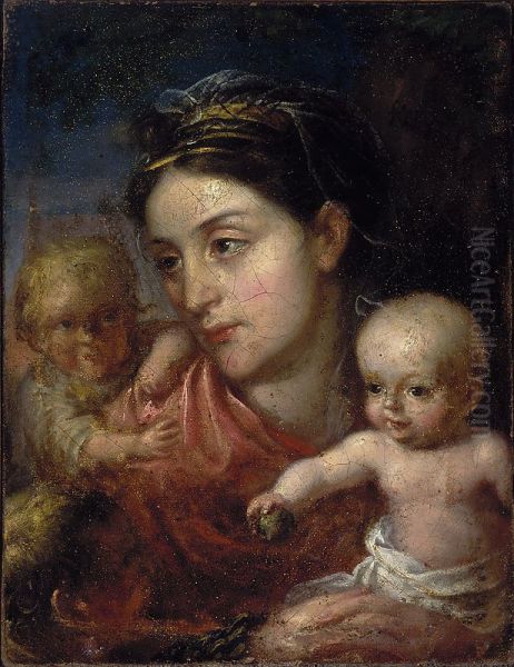 Wife's portrait with children - view 1