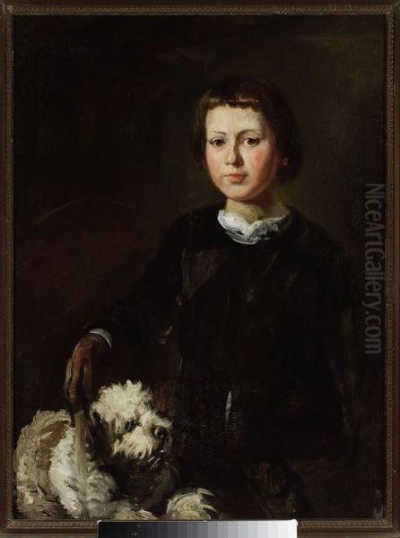 Portrait of artist's won with a dog - view 1
