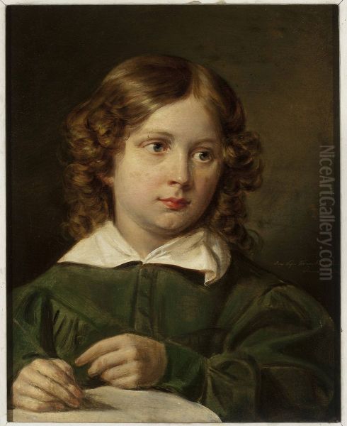 Portrait of a writing child - view 1