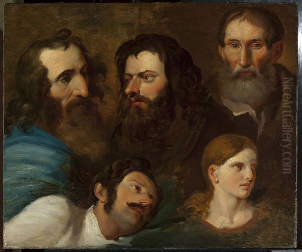 Study of five heads - view 1