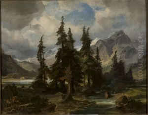 Mountain landscape from Norway by Friedrich, the younger Preller