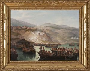 Episode in the Caucasian wars - Crossing the river in Arcx by January Suchodolski