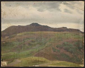 Landscape with a meadow and a range of hills, sketch