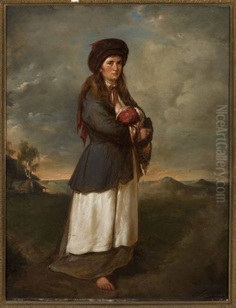 Woman with a child against landscape - view 1