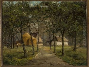 Landscape with houses among trees Landscape with houses among trees