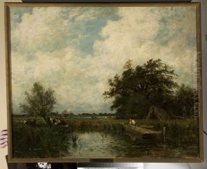 Landscape with a pond by Jules Dupre