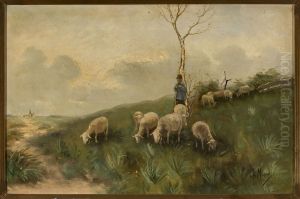 Shepherd and sheep by Anton Mauve