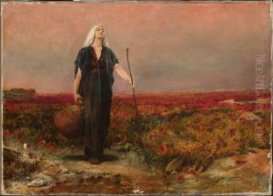 Blind woman in the field