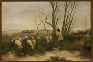 Shepherd and sheep by Anton Mauve