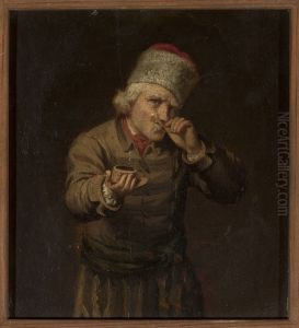 Peasant taking a pinch of snuff by Maksymilian Antoni Piotrowski