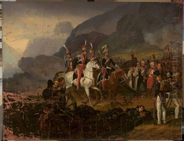 Wincenty Krasinski receives the report from Kozietulski after the battle of Somosierra (copy, after Horace Vernet) - view 1
