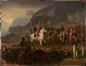 Wincenty Krasinski receives the report from Kozietulski after the battle of Somosierra (copy, after Horace Vernet) by Jozef Polkowski