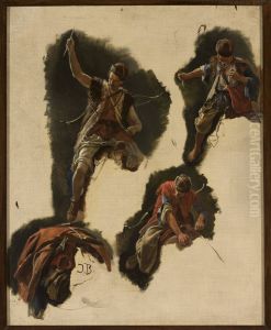 Studies of figures for the painting "Tartars' flight" by Jozef Brandt