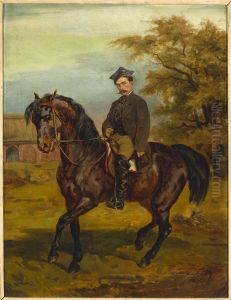 Portrait of a horseman in a peaked cap