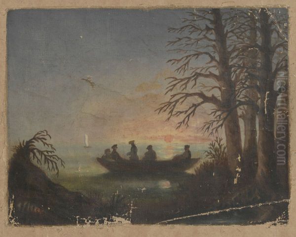 Zachod slonca nad jeziorem - view 1
