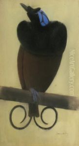 L'oiseau A La Crete Bleue by Simon Albert Bussy
