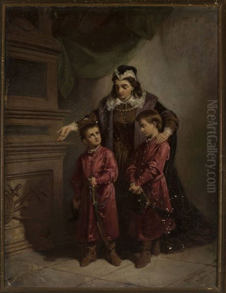Teofila Sobieska with her sons at the grave of Zolkiewski - view 1