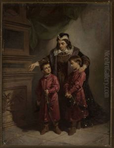 Teofila Sobieska with her sons at the grave of Zolkiewski by Walery Eljasz Radzikowski